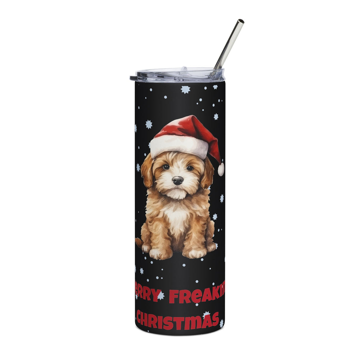 Merry Freakin' Christmas Puppy 20oz Tumbler, Dog Lover Christmas Cup