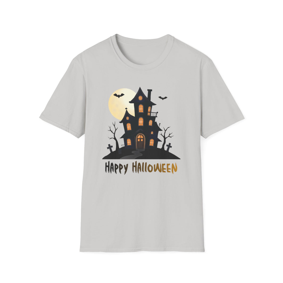 Happy Halloween Haunted House Light Colored Shirt, Spooky Full Moon Halloween
