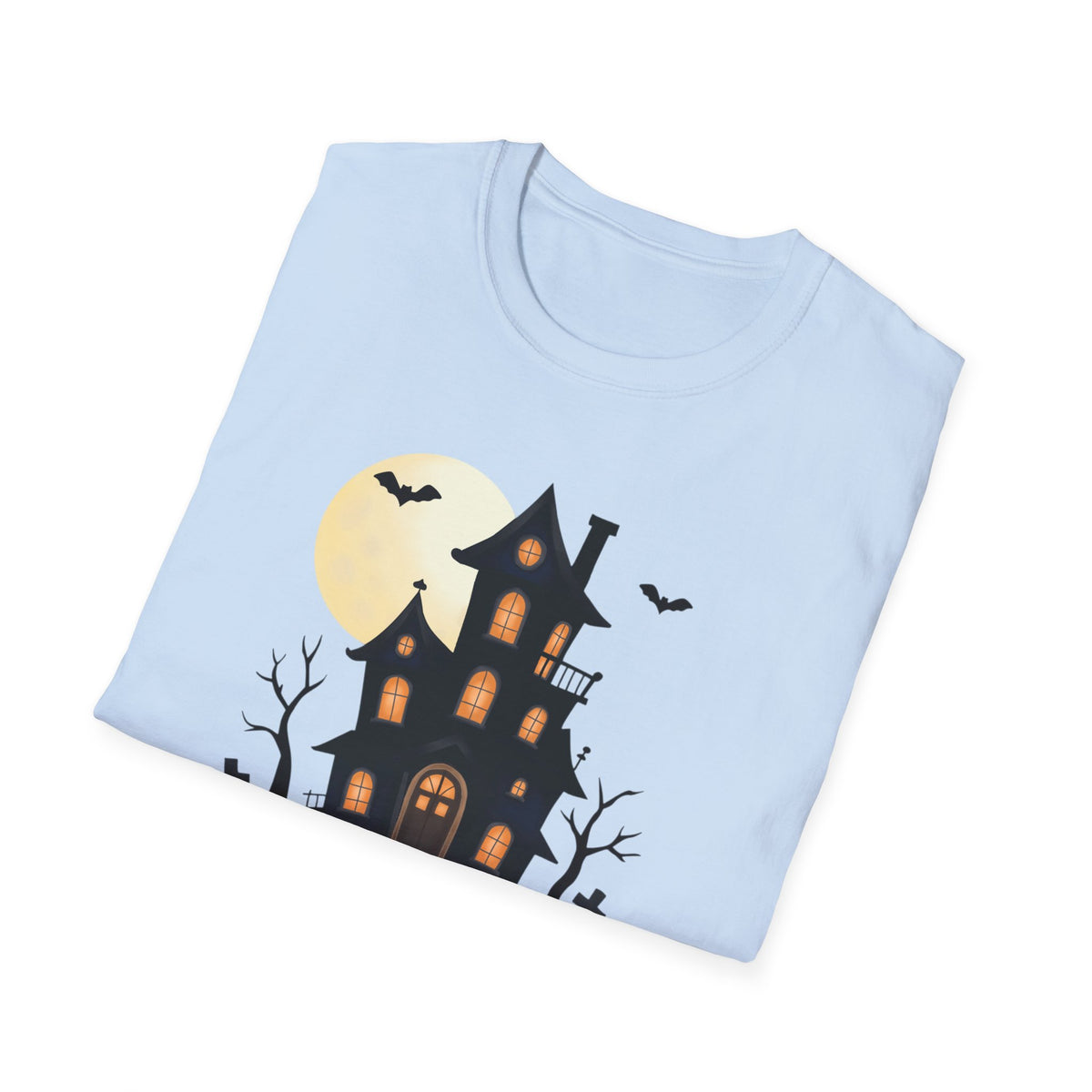 Happy Halloween Haunted House Light Colored Shirt, Spooky Full Moon Halloween