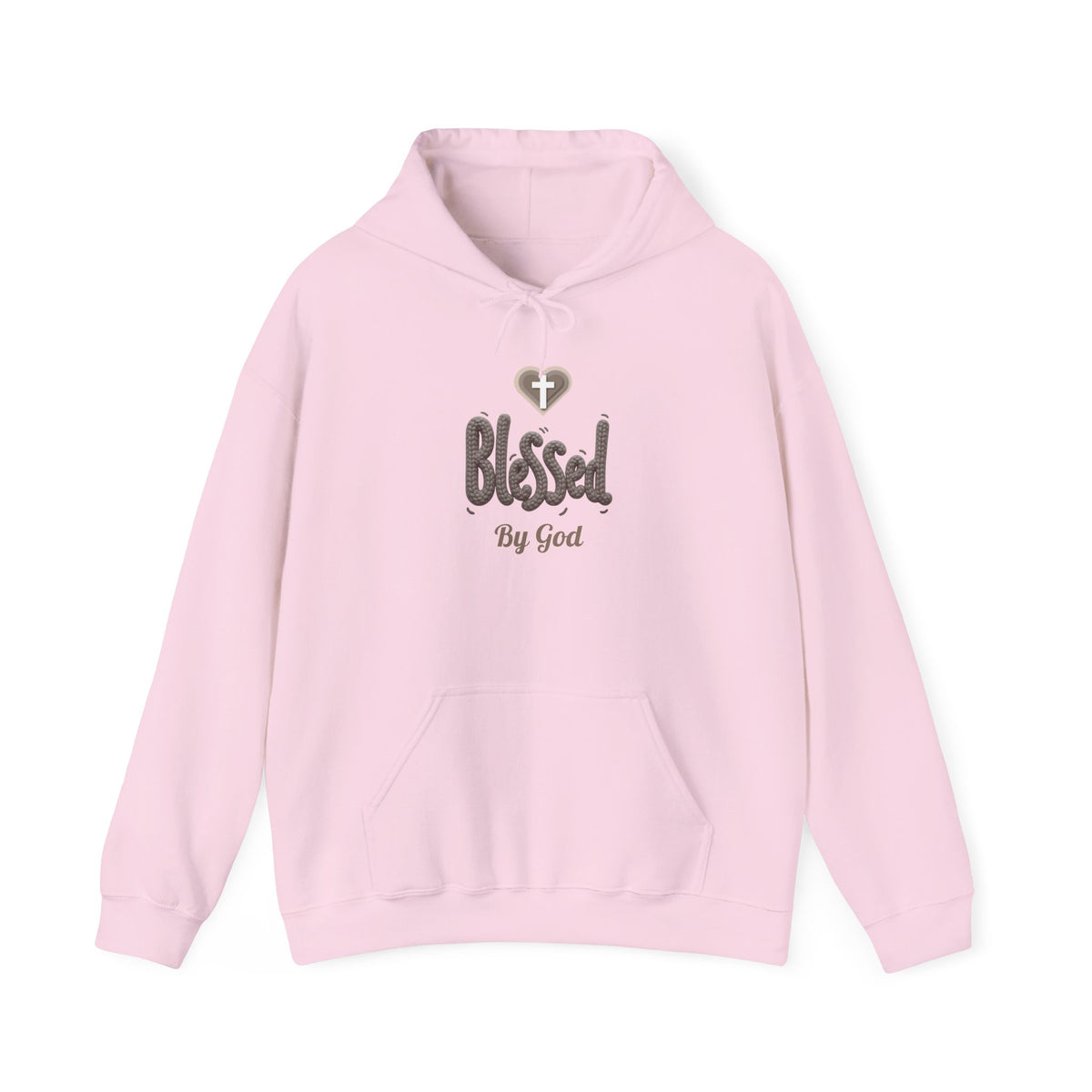 Blessed By God Light Colored Hoodie, Christian Heart Cross Sweatshirt
