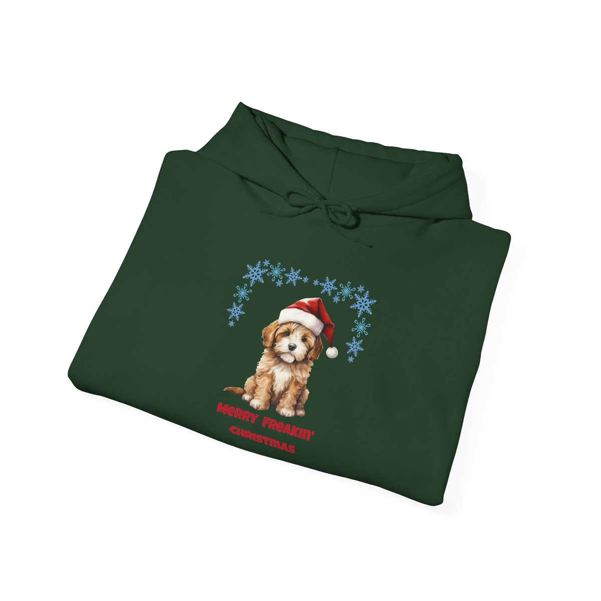 Merry Freakin' Christmas Snowflake Puppy Hoodie, Cute Dog Christmas Sweatshirt