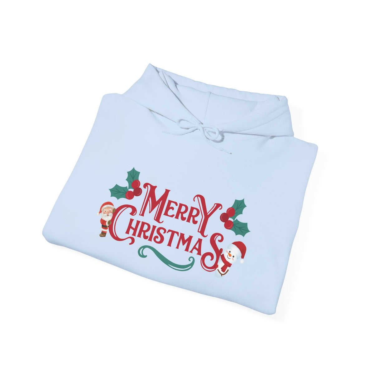 Merry Christmas Santa and Snowman Hoodie, Festive Holiday Sweatshirt