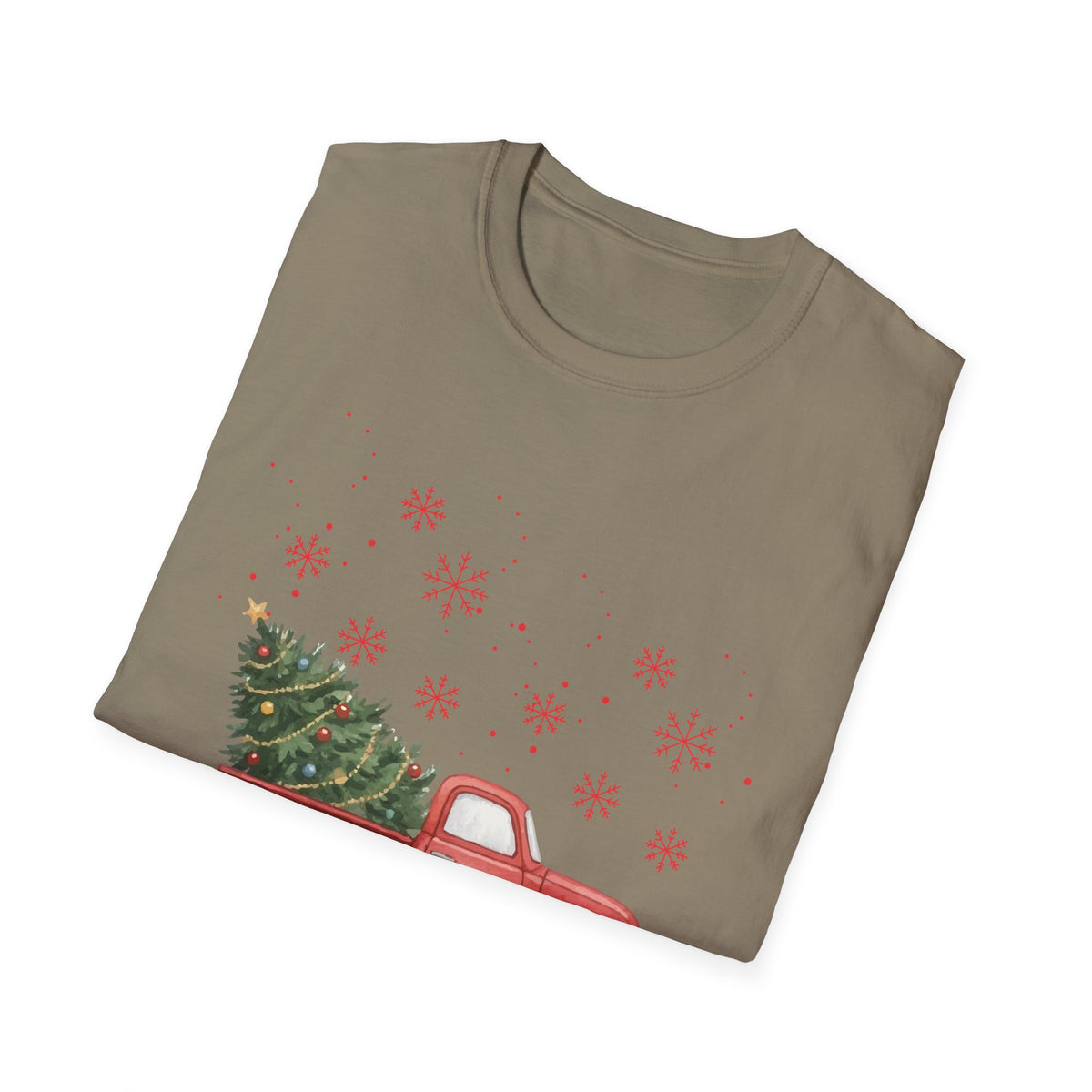 Merry Christmas Red Truck Shirt, Vintage Christmas Tree Truck Tee •