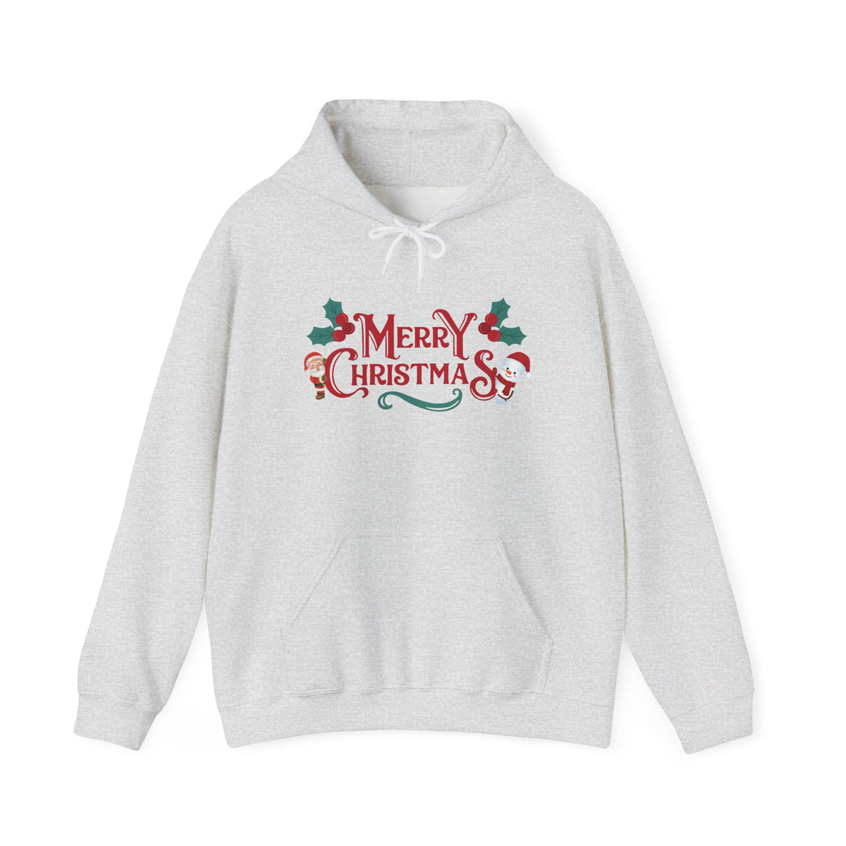 Merry Christmas Santa and Snowman Hoodie, Festive Holiday Sweatshirt
