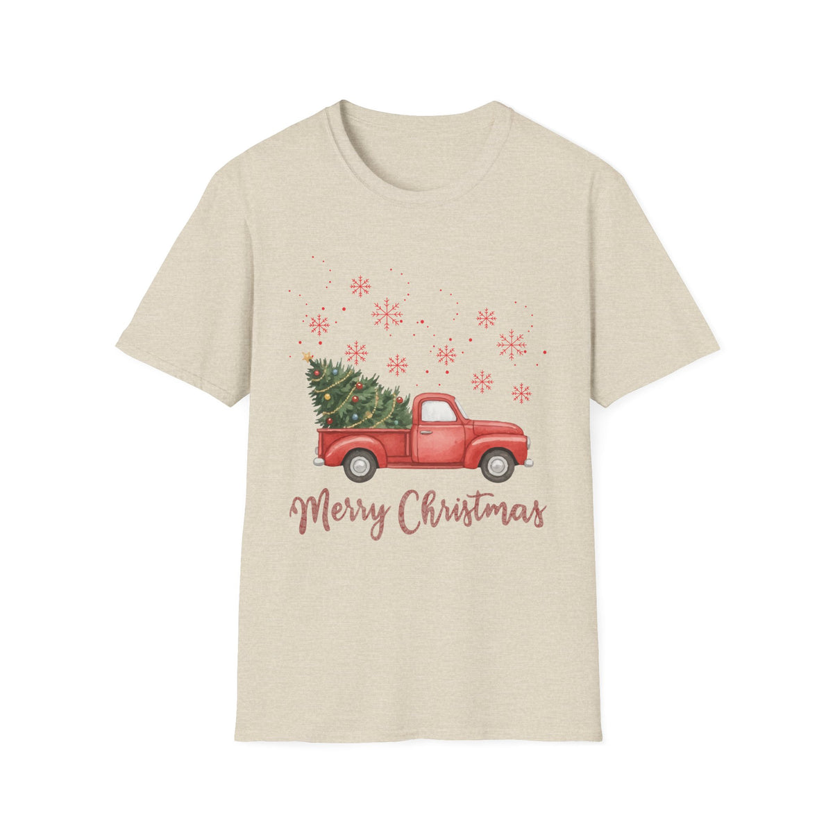 Merry Christmas Red Truck Shirt, Vintage Christmas Tree Truck Tee •