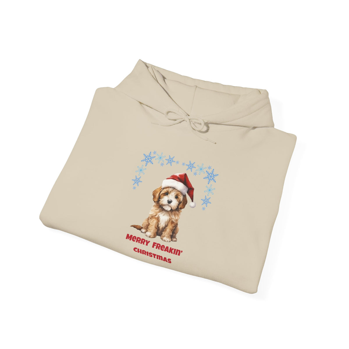 Merry Freakin' Christmas Snowflake Puppy Hoodie, Cute Dog Christmas Sweatshirt