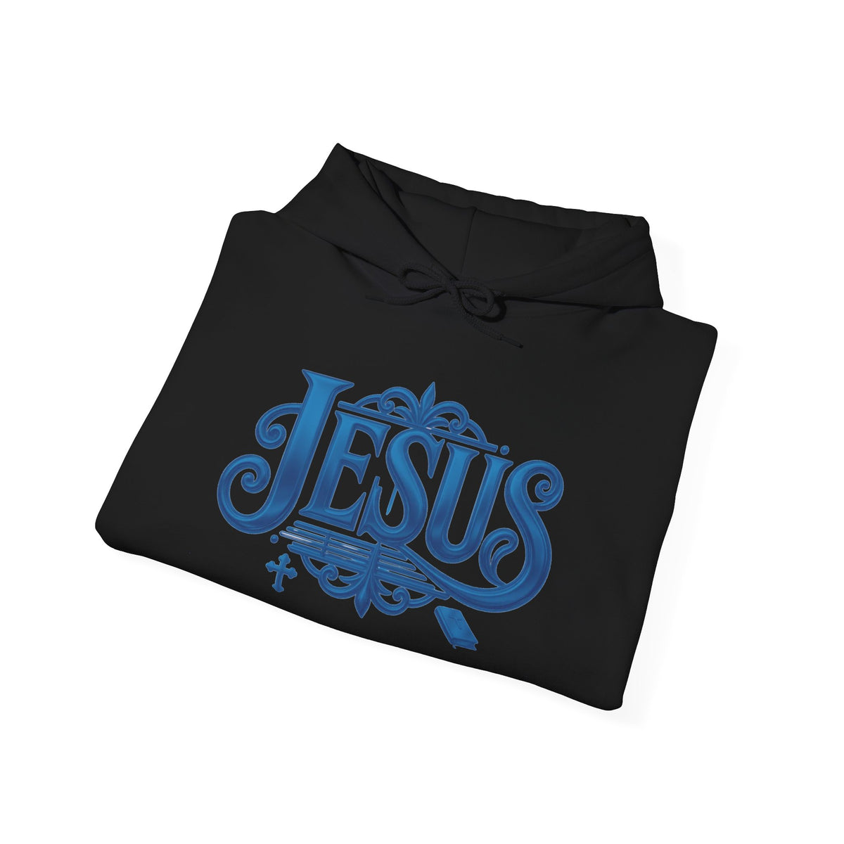 Jesus Blue Scroll Hoodie, Christian Faith Sweatshirt