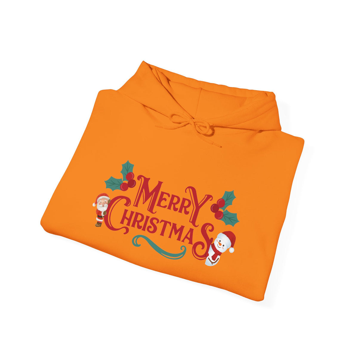Merry Christmas Santa and Snowman Hoodie, Festive Holiday Sweatshirt