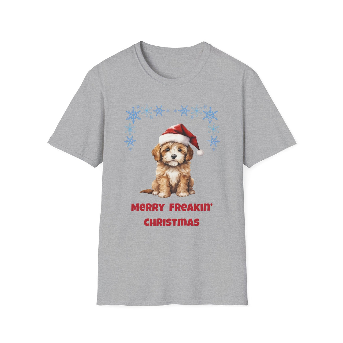 Merry Freakin' Christmas Snowflake Puppy Shirt, Cute Dog Christmas Tee