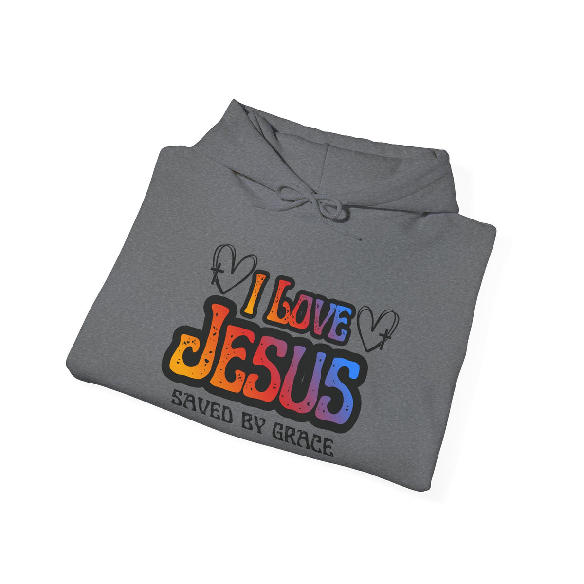 I Love Jesus Hoodie, Saved By Grace Colorful Christian Sweatshirt