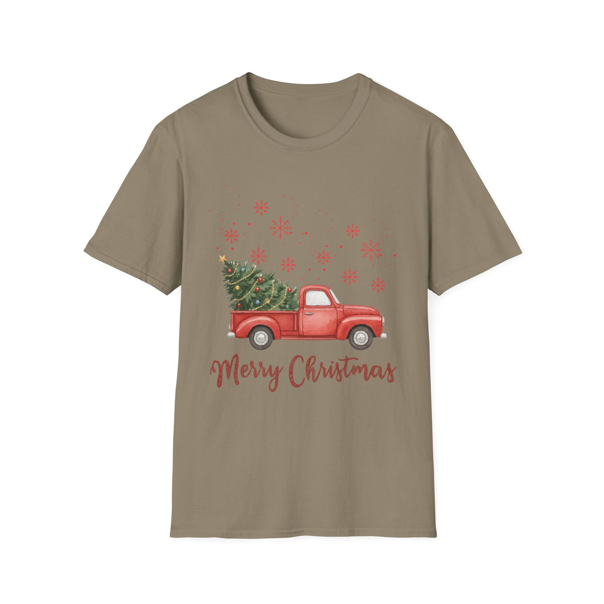 Merry Christmas Red Truck Shirt, Vintage Christmas Tree Truck Tee •