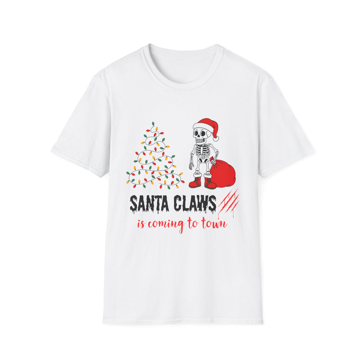 Santa Claws Is Coming to Town Shirt, Funny Skeleton Christmas Tee