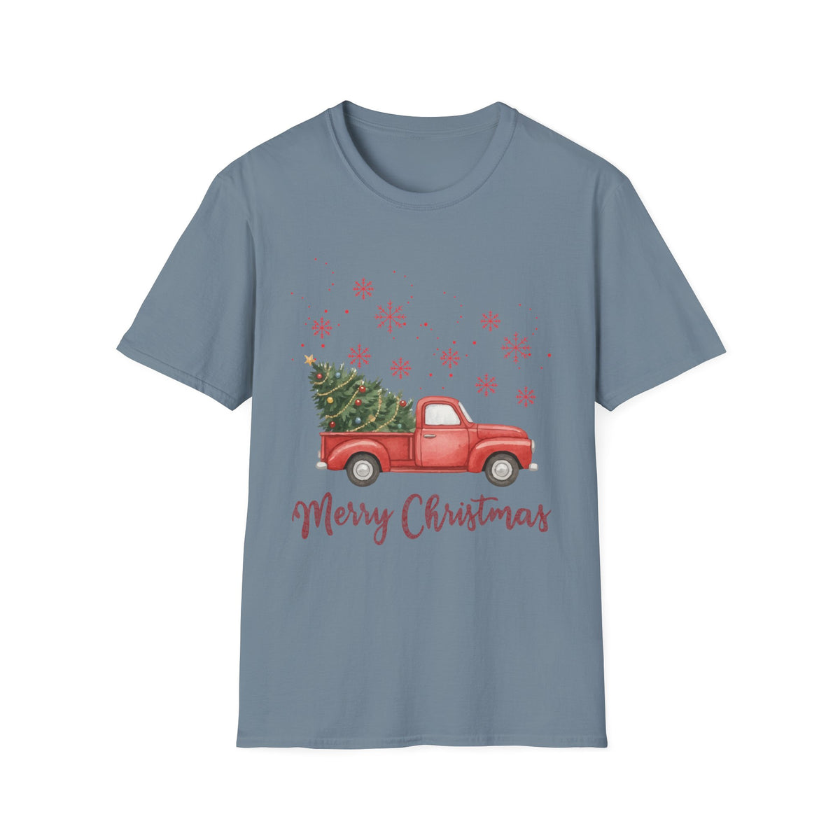 Merry Christmas Red Truck Shirt, Vintage Christmas Tree Truck Tee •