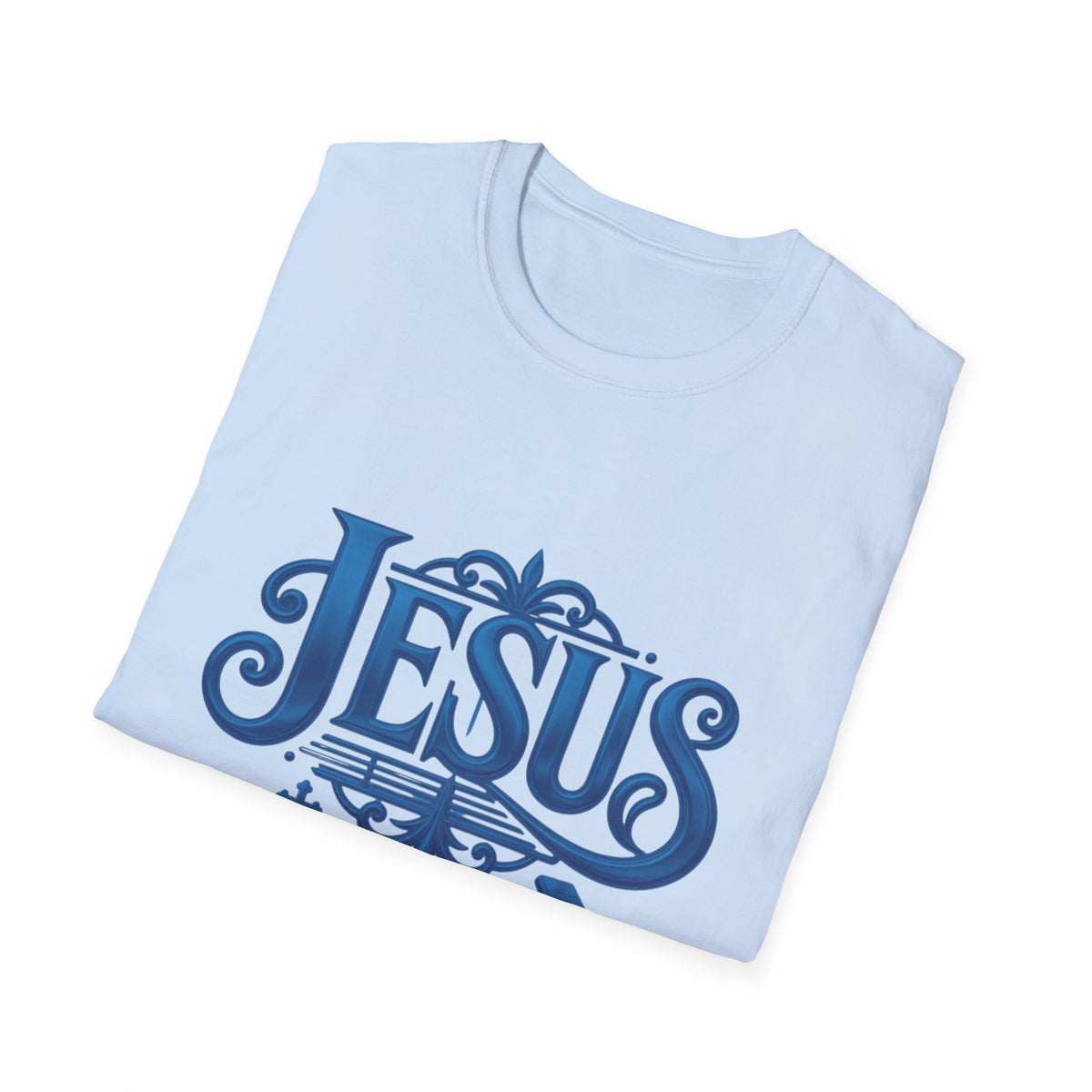 Jesus Blue Scroll Shirt, Christian Faith Tee