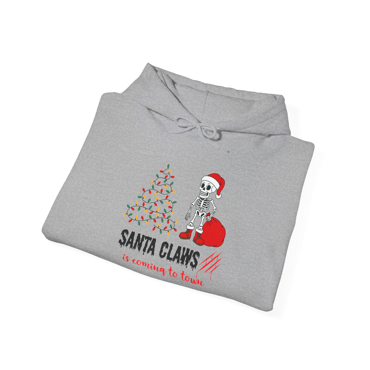 Santa Claws Is Coming to Town Hoodie, Spooky Skeleton Christmas Sweatshirt
