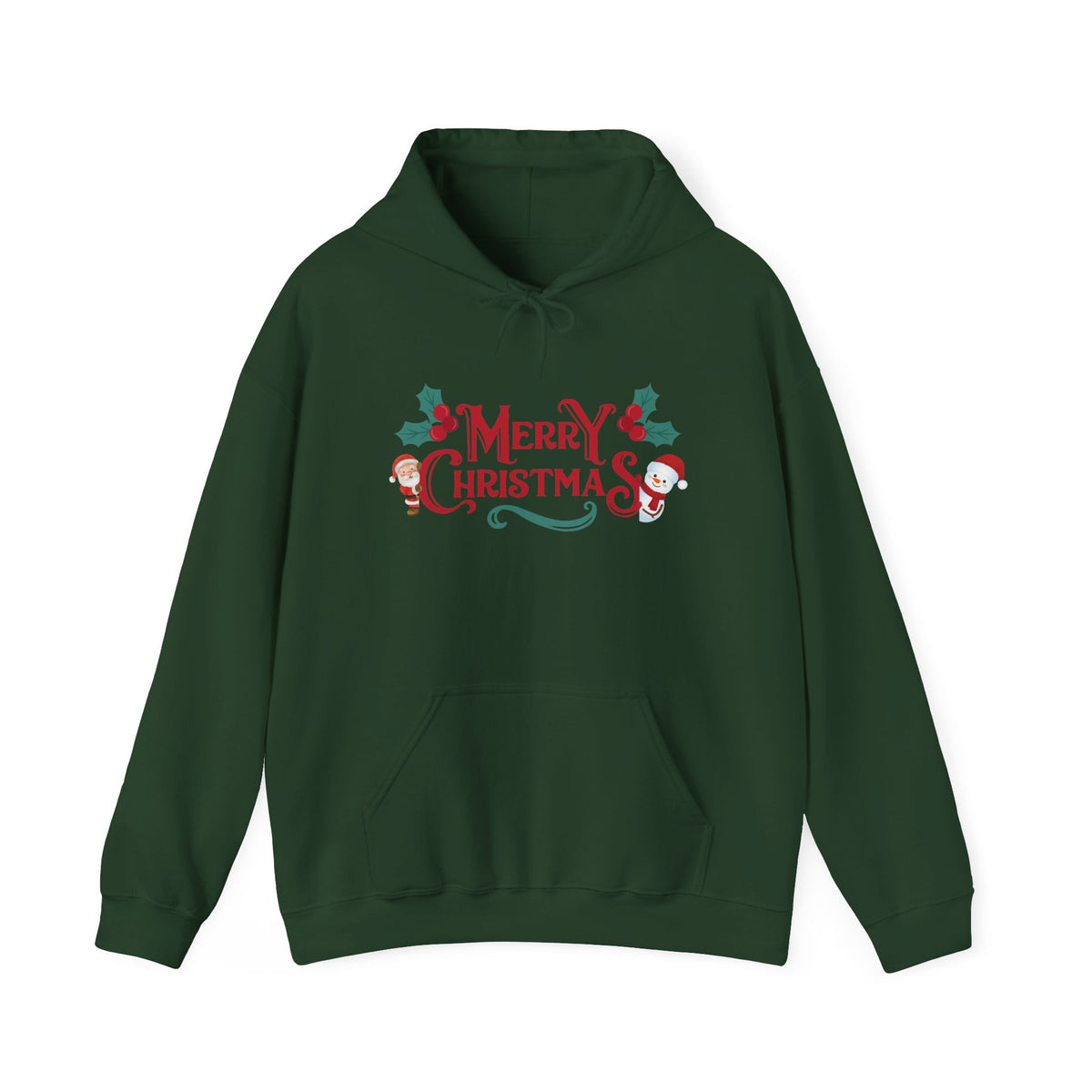 Merry Christmas Santa and Snowman Hoodie, Festive Holiday Sweatshirt