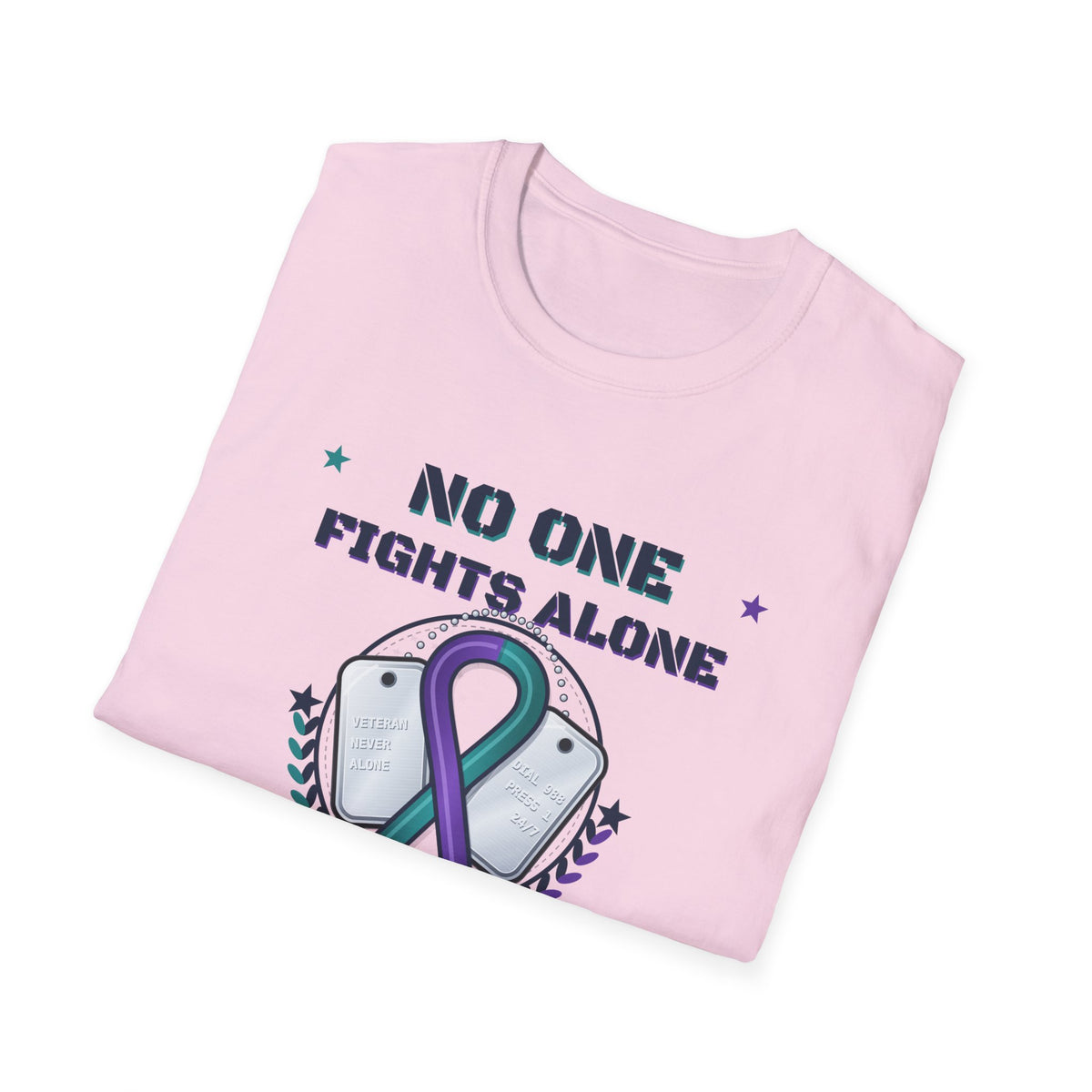 No One Fights Alone Light Colored Shirt, Check On Your Battle Buddy Veteran Tee, Suicide Prevention Awareness