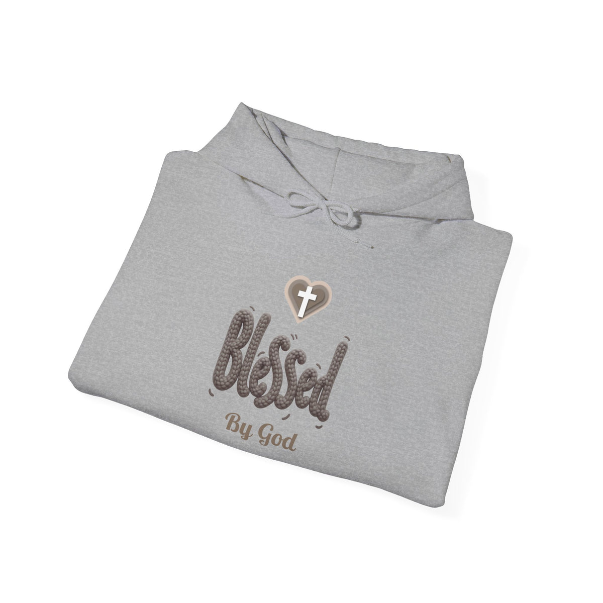 Blessed By God Light Colored Hoodie, Christian Heart Cross Sweatshirt