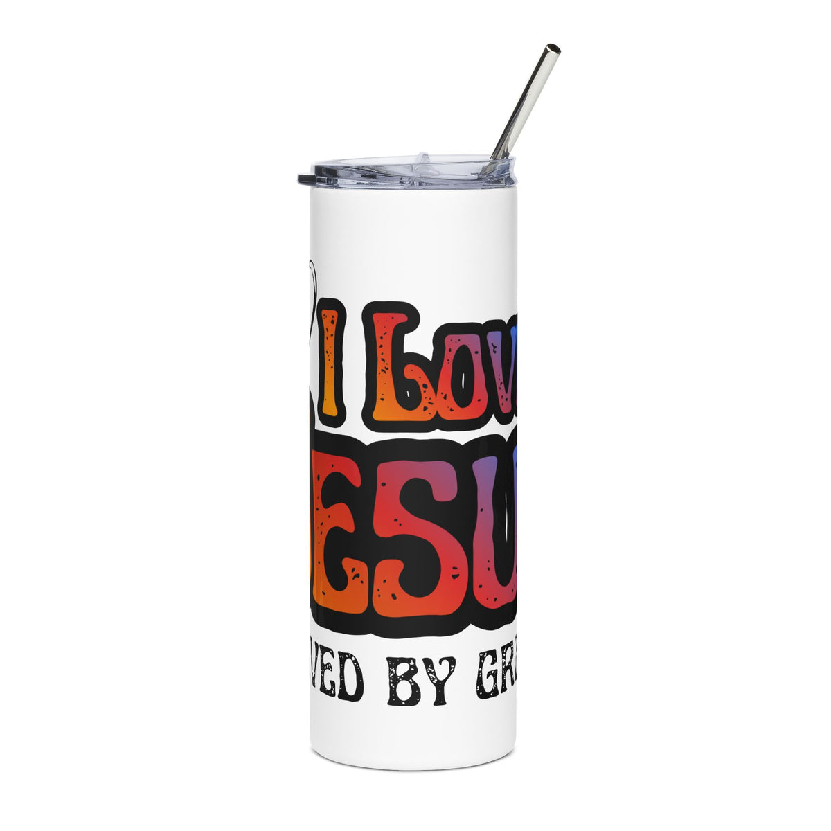 I Love Jesus 20oz Tumbler, Saved By Grace Christian Cup