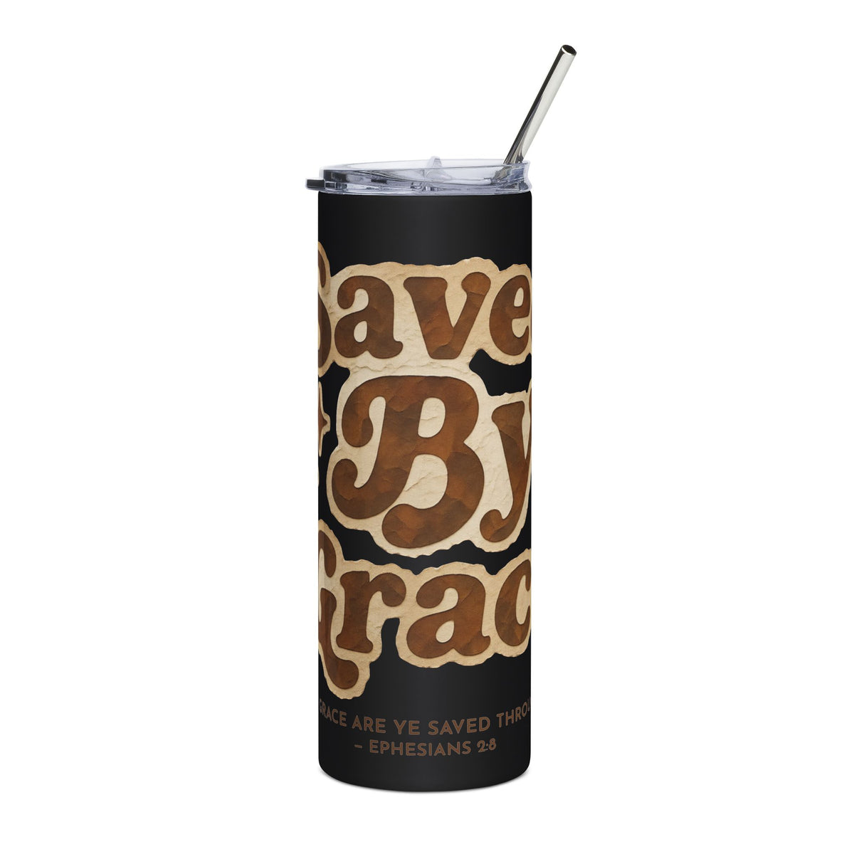Saved By Grace 20oz Light Colored Tumbler, Ephesians 2:8 Christian Cup