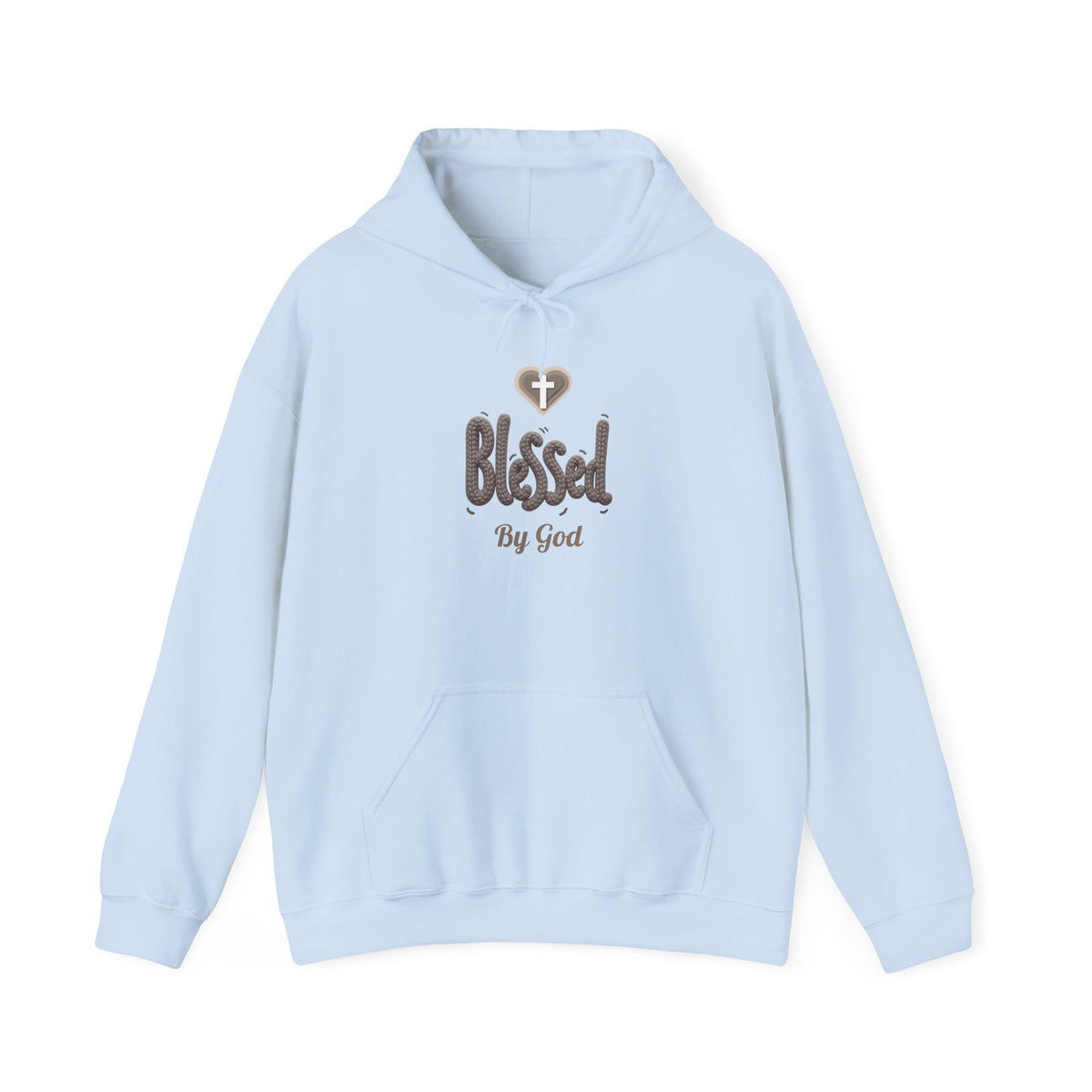 Blessed By God Light Colored Hoodie, Christian Heart Cross Sweatshirt