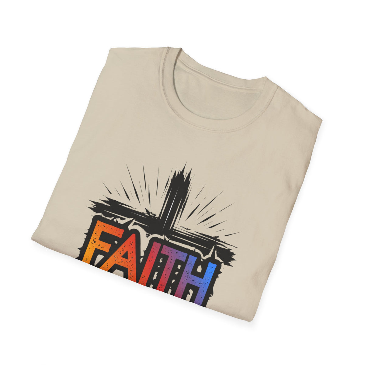 Faith Cross Shirt, Bold Colorful Christian Light Colored Tee