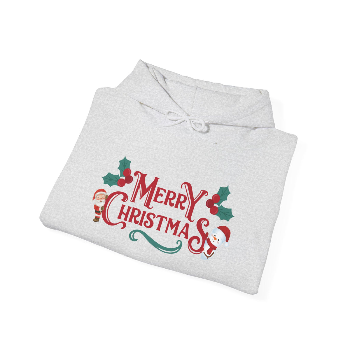 Merry Christmas Santa and Snowman Hoodie, Festive Holiday Sweatshirt