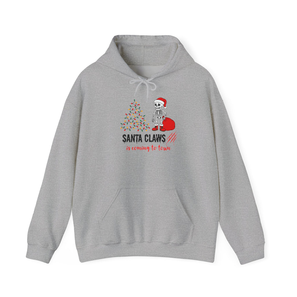 Santa Claws Is Coming to Town Hoodie, Spooky Skeleton Christmas Sweatshirt