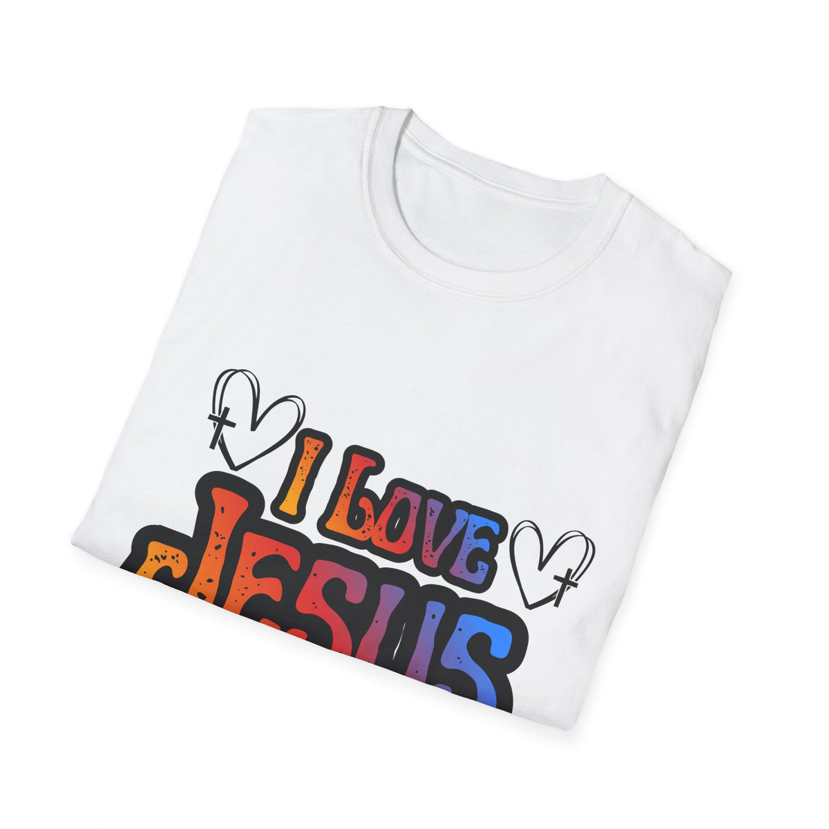 I Love Jesus Shirt, Saved By Grace Colorful Christian Tee