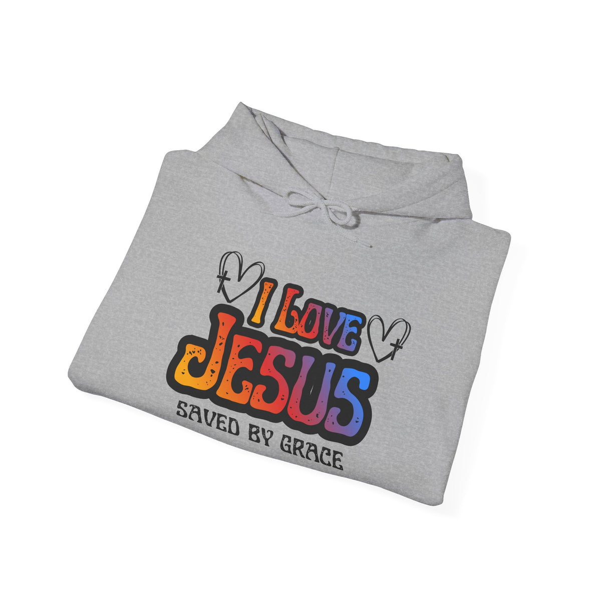 I Love Jesus Hoodie, Saved By Grace Colorful Christian Sweatshirt
