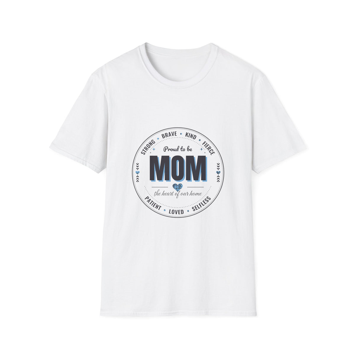 Proud to Be MOM Blue Leopard Light Colored Shirt, Mom Badge Tee