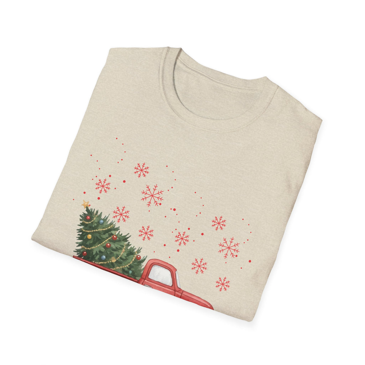 Merry Christmas Red Truck Shirt, Vintage Christmas Tree Truck Tee •