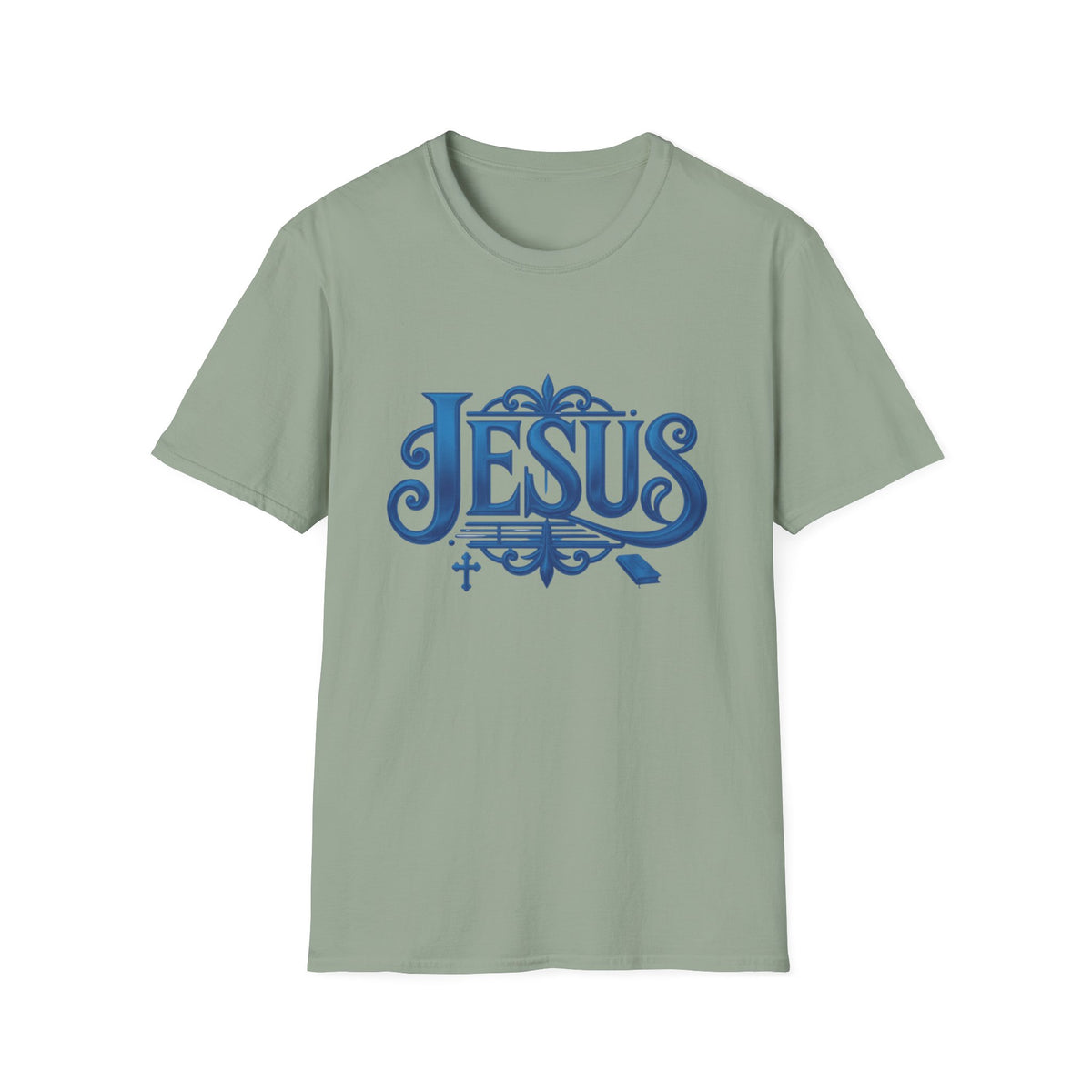Jesus Blue Scroll Shirt, Christian Faith Tee