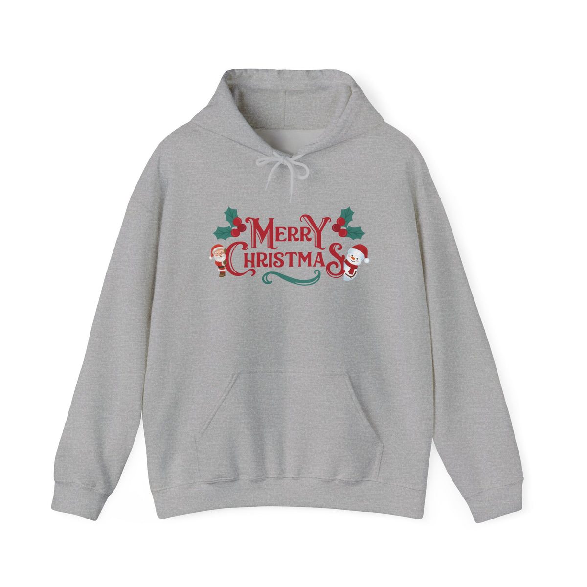 Merry Christmas Santa and Snowman Hoodie, Festive Holiday Sweatshirt