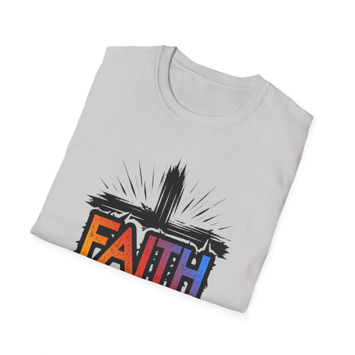 Faith Cross Shirt, Bold Colorful Christian Light Colored Tee
