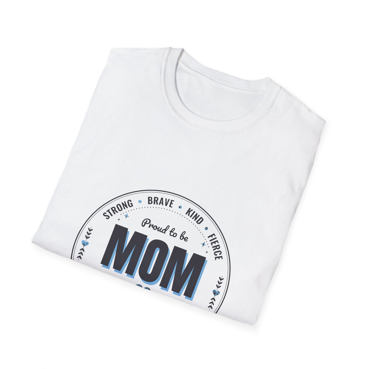 Proud to Be MOM Blue Leopard Light Colored Shirt, Mom Badge Tee