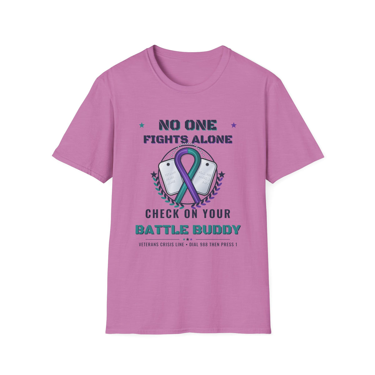 No One Fights Alone Light Colored Shirt, Check On Your Battle Buddy Veteran Tee, Suicide Prevention Awareness