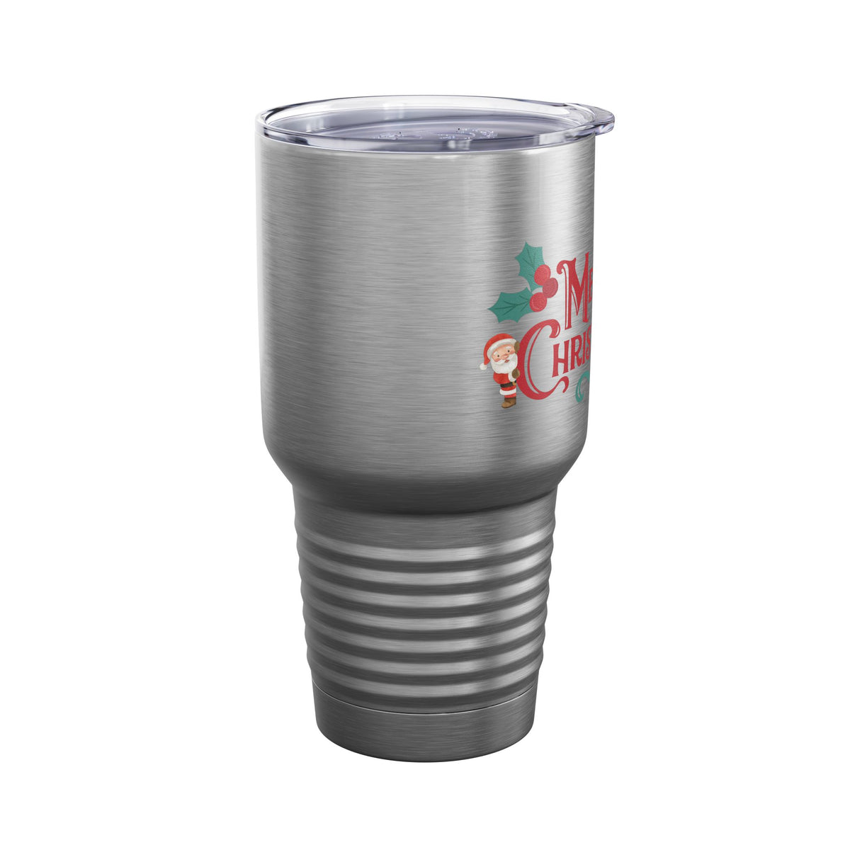 Merry Christmas Santa and Snowman 30oz Tumbler, Holiday Travel Cup
