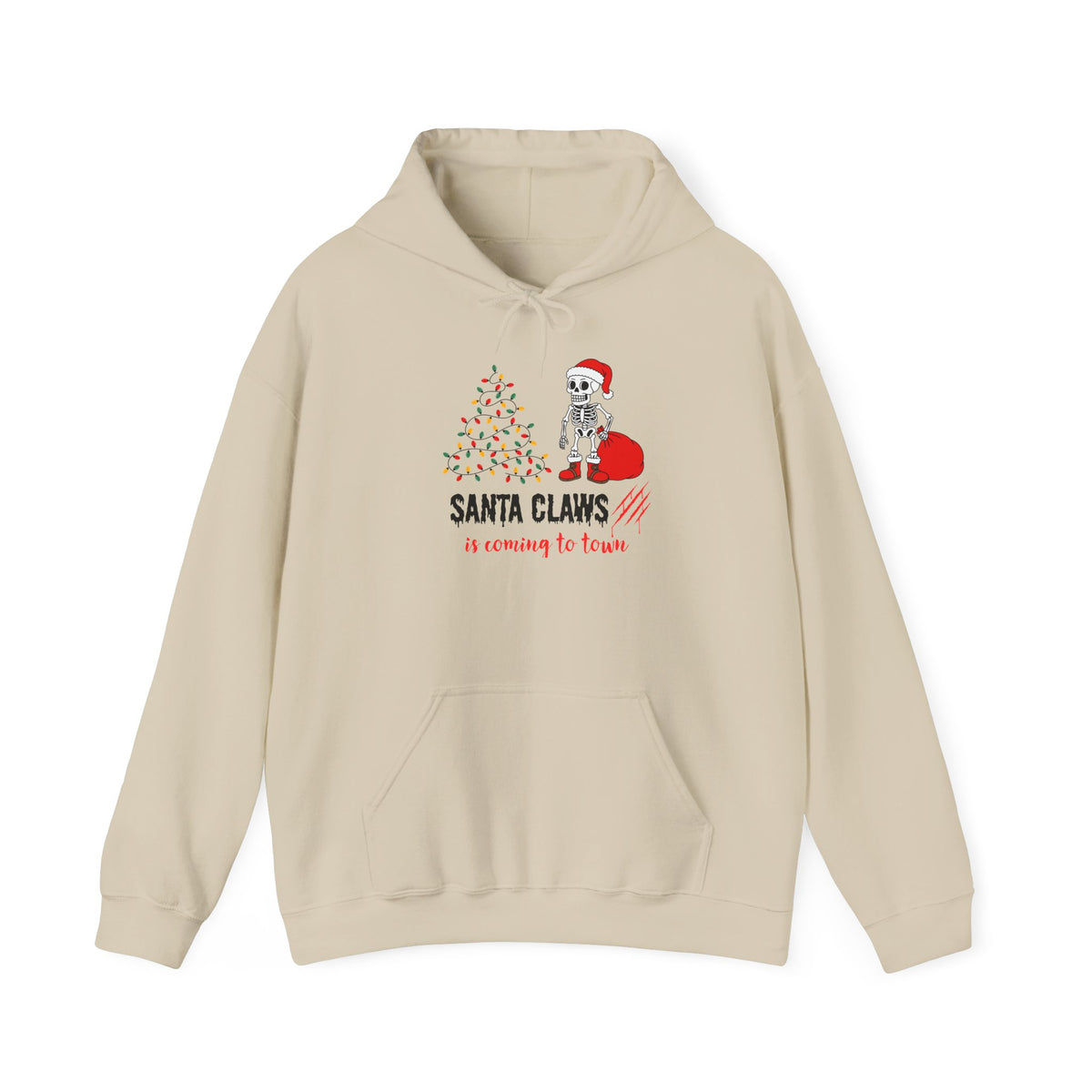 Santa Claws Is Coming to Town Hoodie, Spooky Skeleton Christmas Sweatshirt