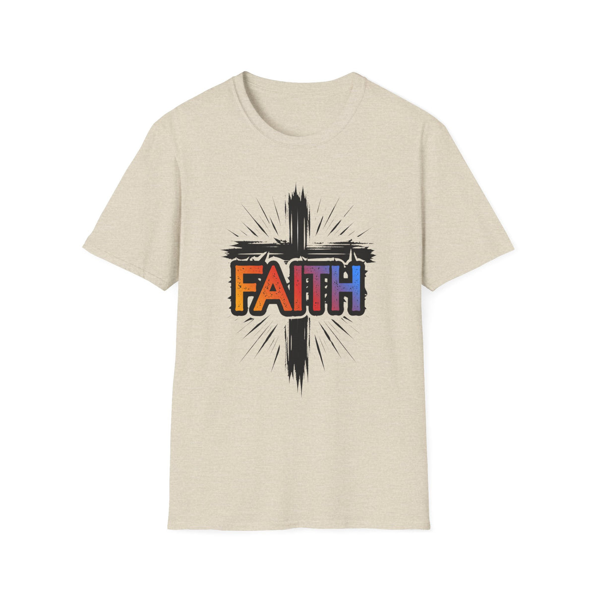 Faith Cross Shirt, Bold Colorful Christian Light Colored Tee