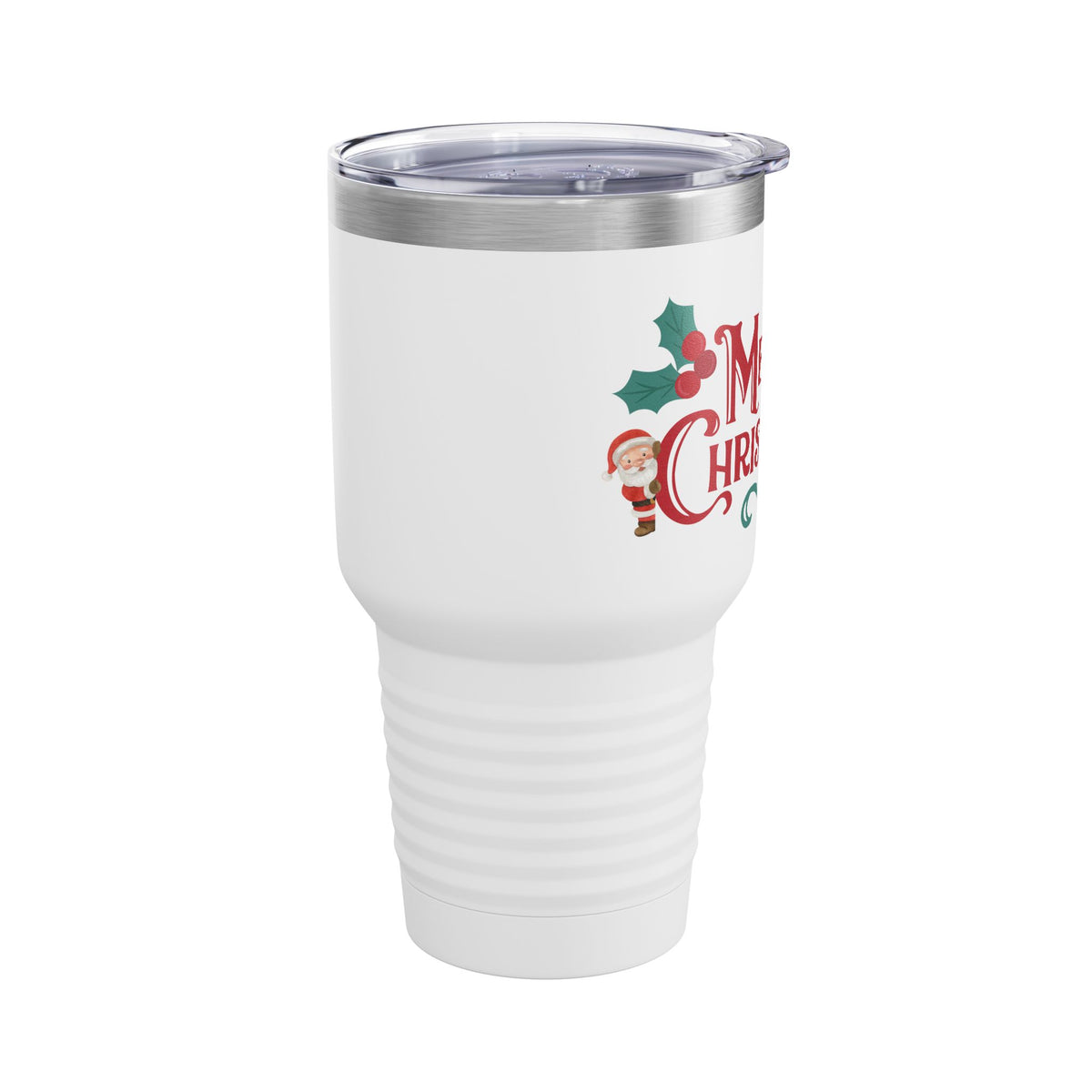 Merry Christmas Santa and Snowman 30oz Tumbler, Holiday Travel Cup