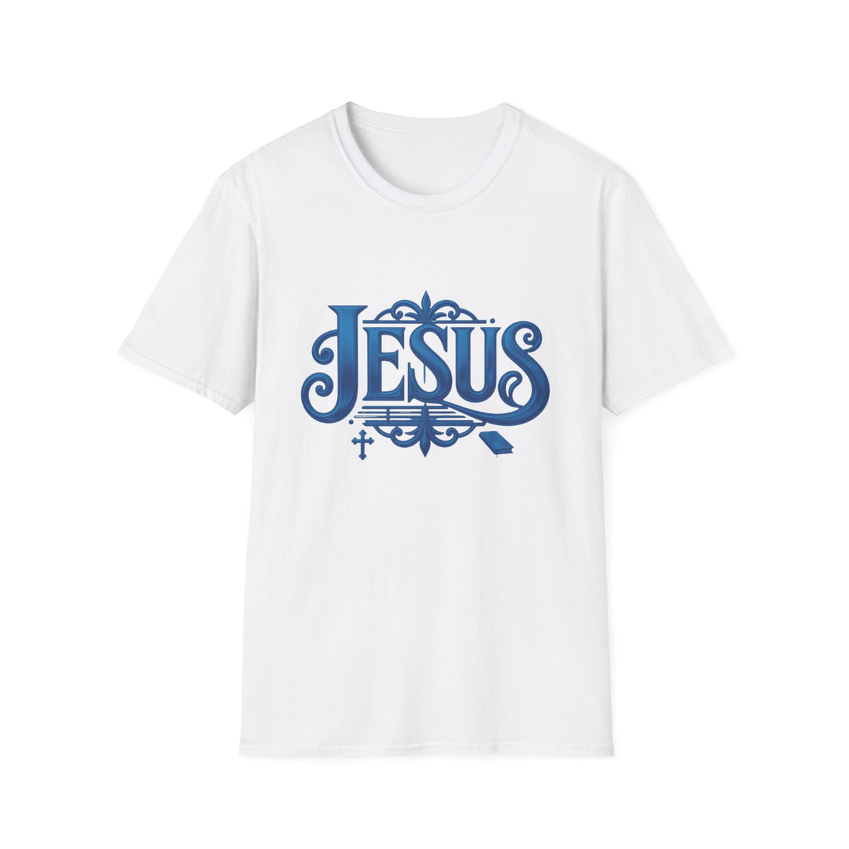 Jesus Blue Scroll Shirt, Christian Faith Tee