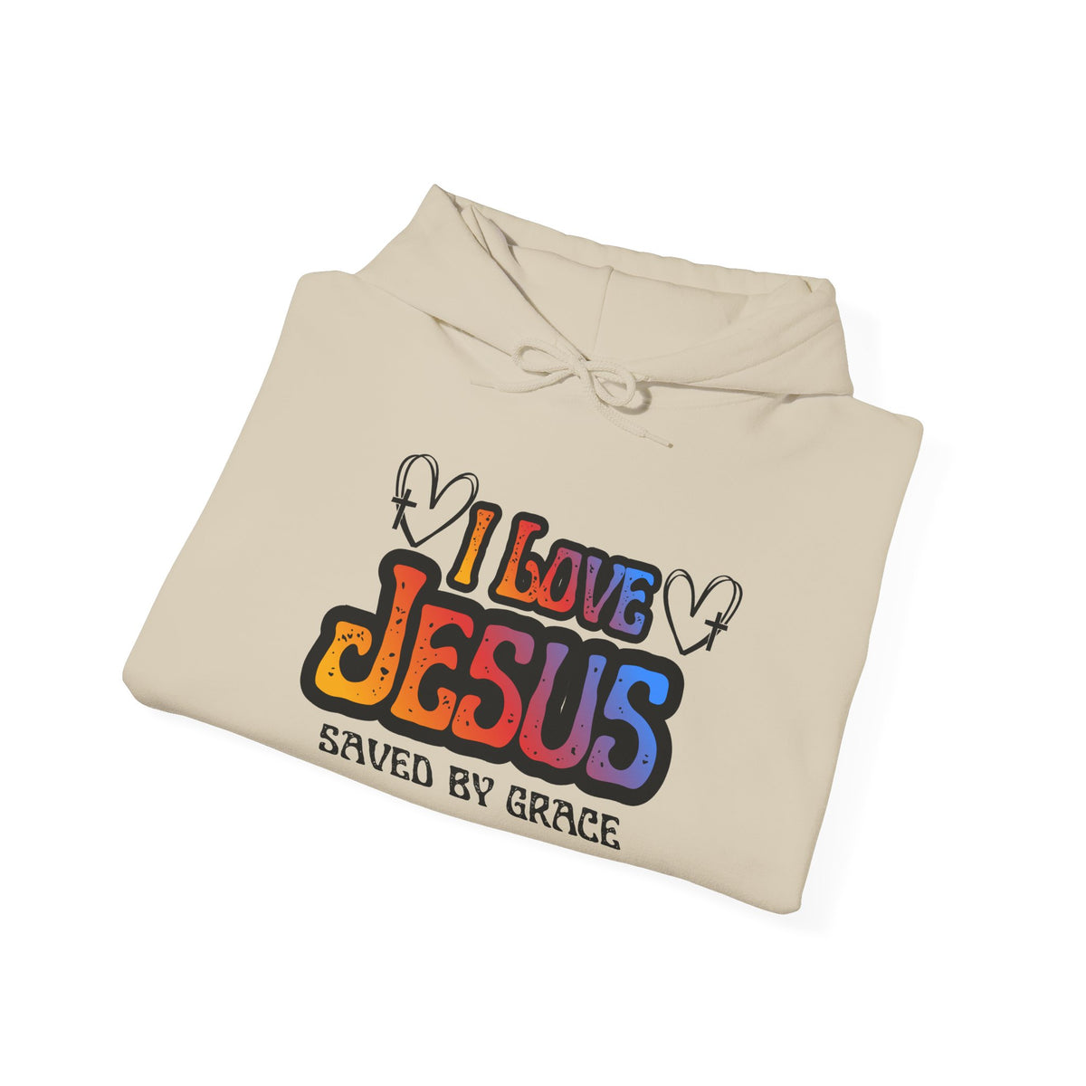 I Love Jesus Hoodie, Saved By Grace Colorful Christian Sweatshirt