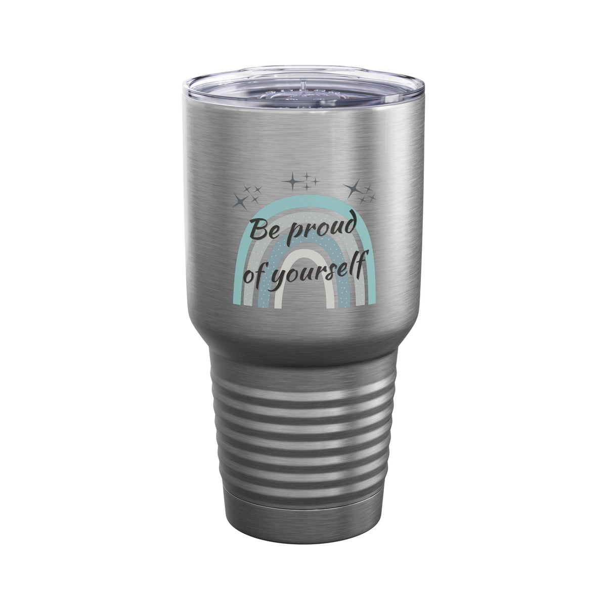 Be Proud of Yourself 30oz Tumbler, Boho Rainbow Motivational Cup