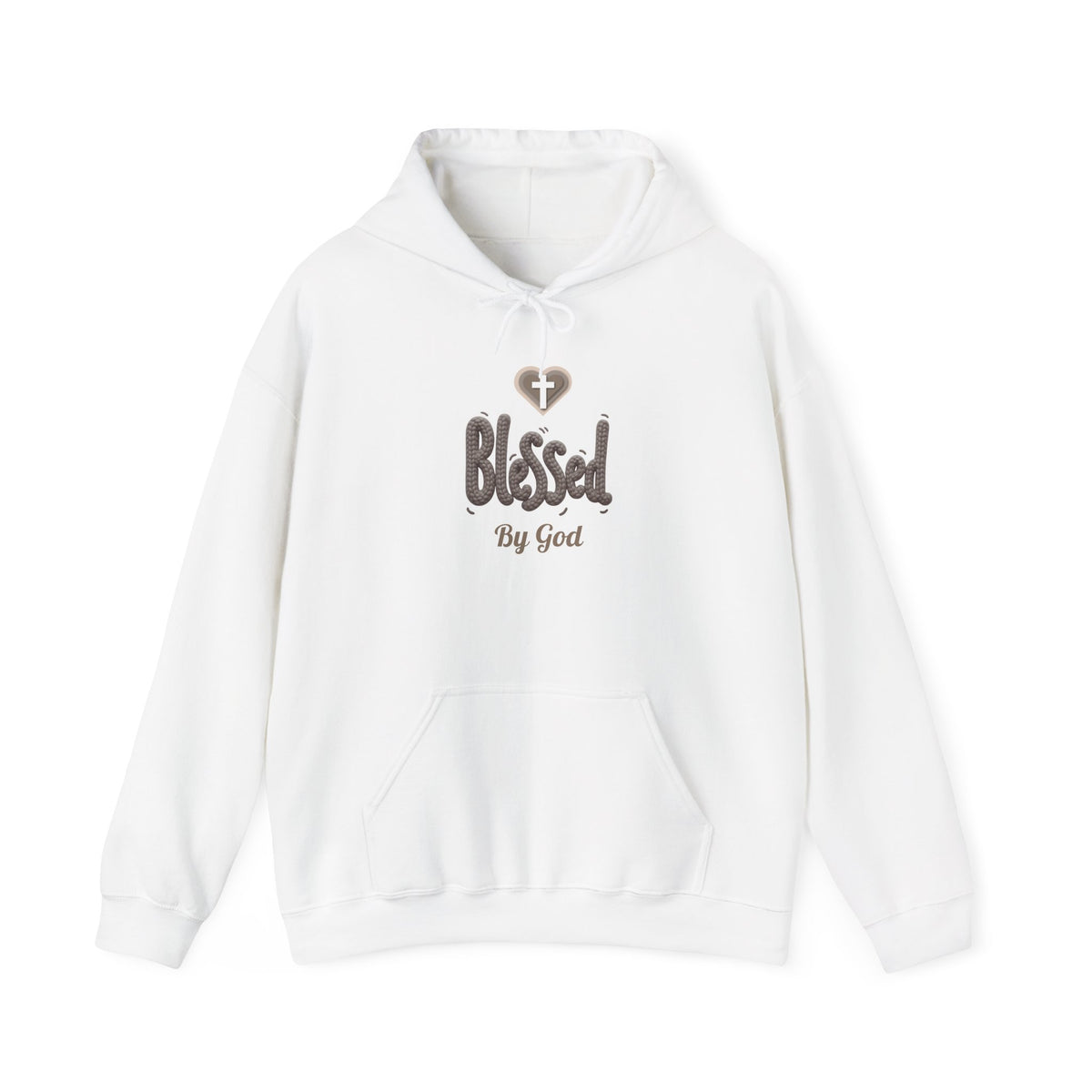 Blessed By God Light Colored Hoodie, Christian Heart Cross Sweatshirt