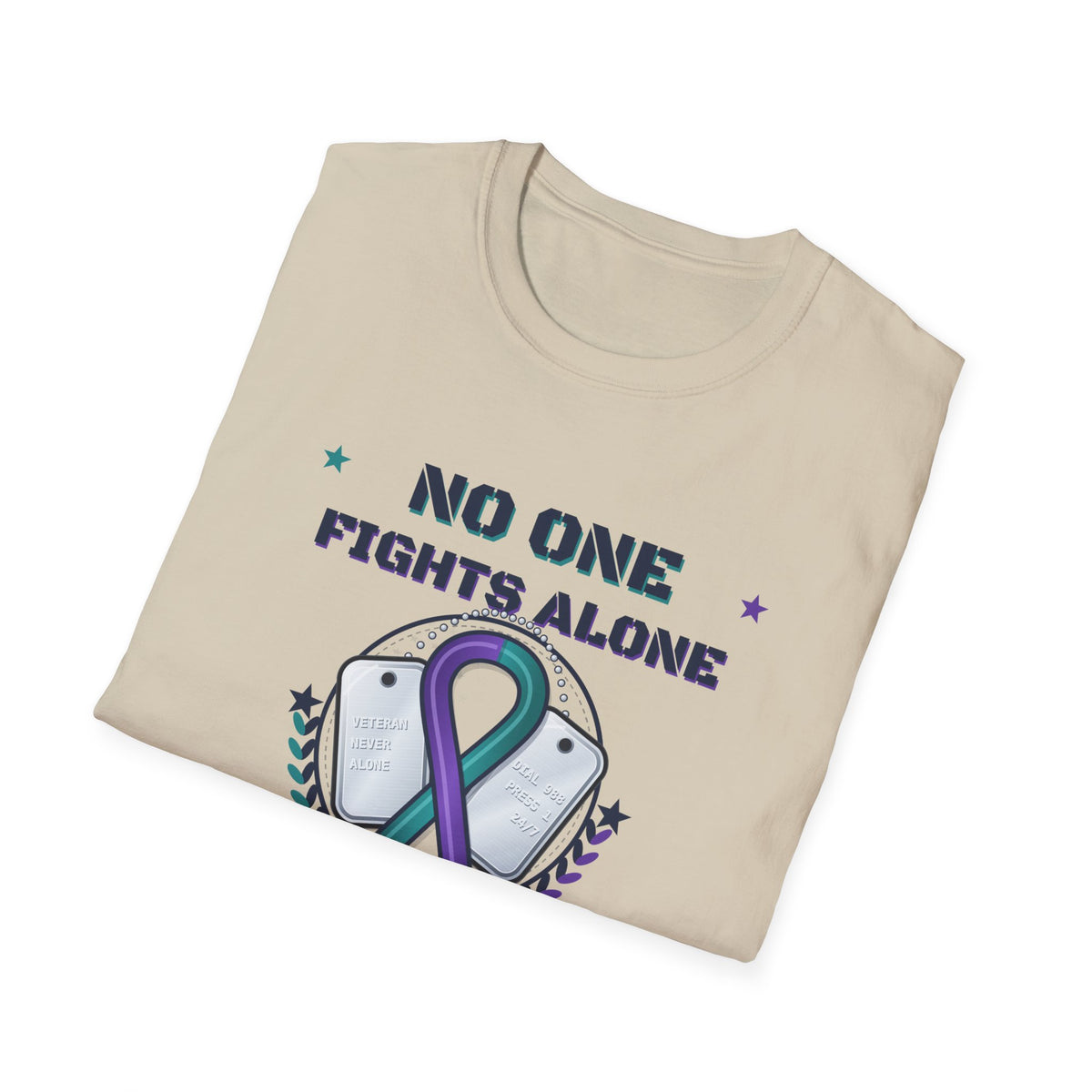 No One Fights Alone Light Colored Shirt, Check On Your Battle Buddy Veteran Tee, Suicide Prevention Awareness