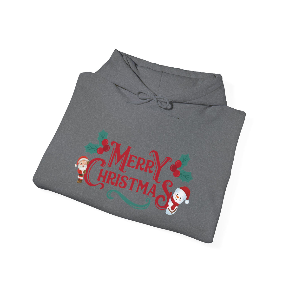 Merry Christmas Santa and Snowman Hoodie, Festive Holiday Sweatshirt