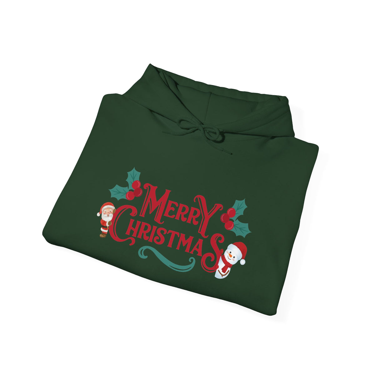Merry Christmas Santa and Snowman Hoodie, Festive Holiday Sweatshirt