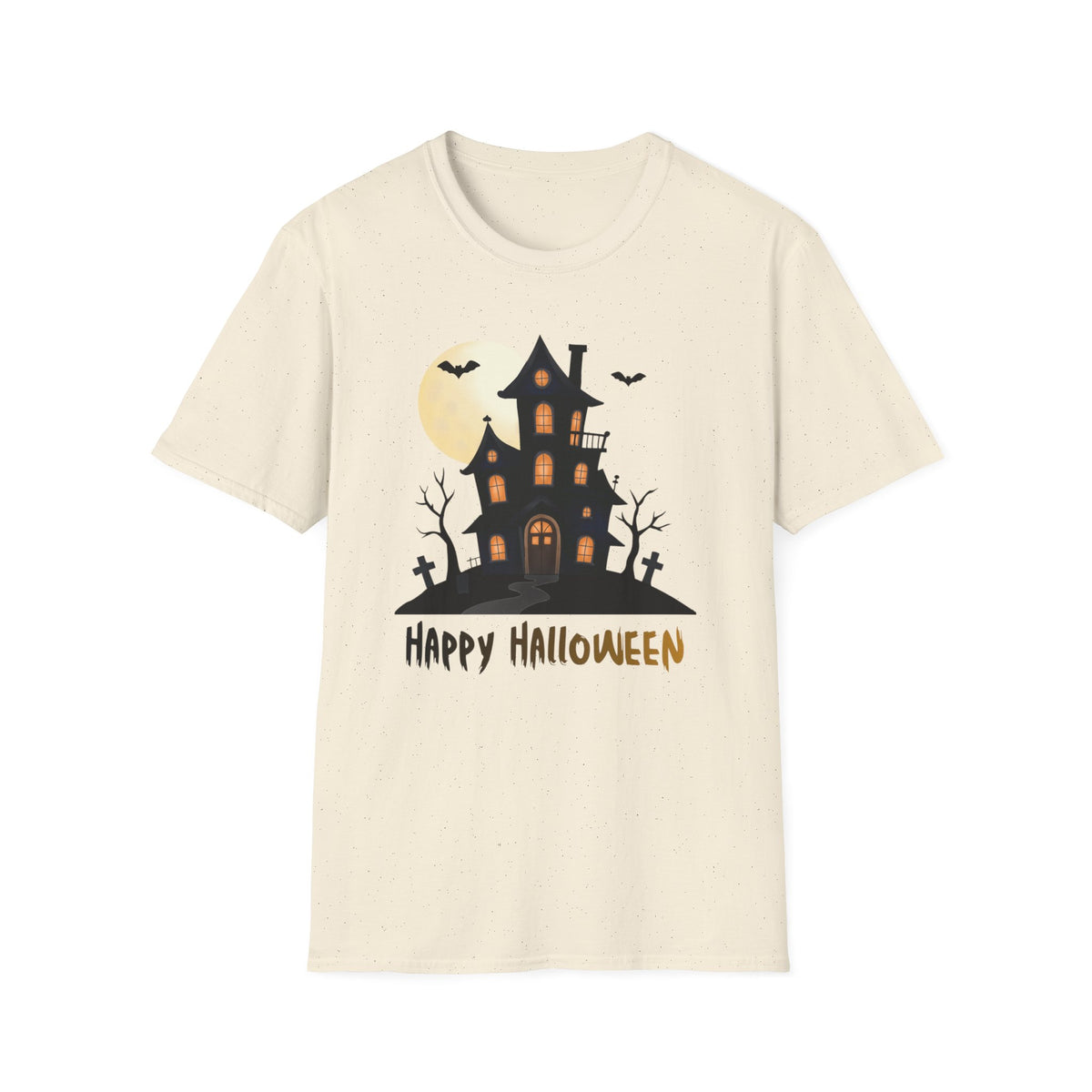 Happy Halloween Haunted House Light Colored Shirt, Spooky Full Moon Halloween
