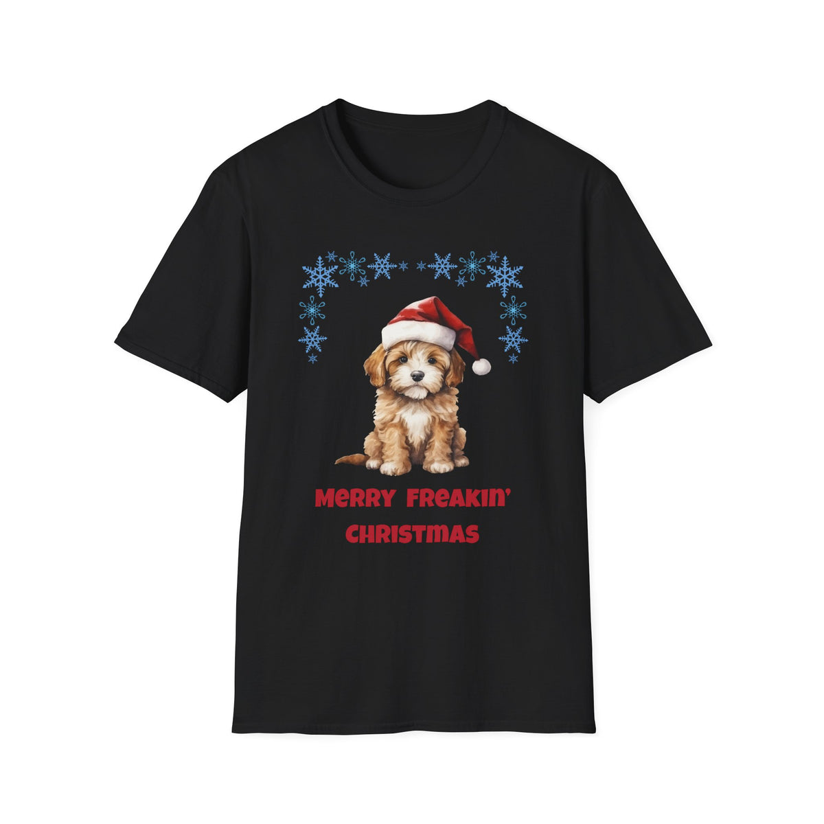 Merry Freakin' Christmas Snowflake Puppy Shirt, Cute Dog Christmas Tee